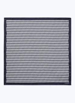 Fursac Printed Silk Twill Pocket Square White And Navy Blue Houndstooth Cheap
