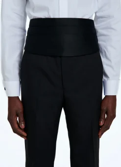 Fursac Satin Pleated Tuxedo Belt Black Discount