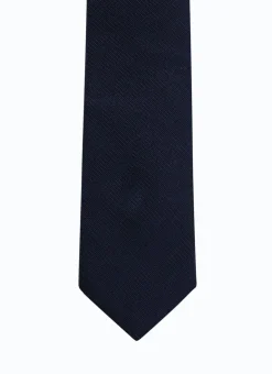 Fursac Silk Jacquard Tie Navy Blue - Plain Weave Online