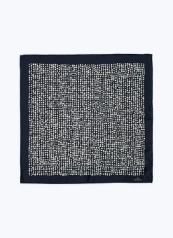 Fursac Silk Pocket Square With Print Navy Blue Cheap
