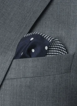 Fursac Silk Pocket Square With Prints Navy Blue Cheap