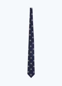Fursac Silk Satin Jacquard Tie Navy Blue - Diving Suit Pattern Discount