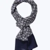 Fursac Silk Satin Scarf With Print Navy Blue - Sailor'S Ropes Print Discount