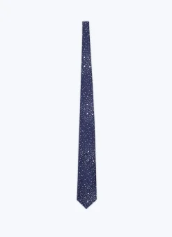 Fursac Silk Satin Tie Navy Blue - Stars Print Cheap