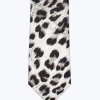 Fursac Silk Satin Tie Snow Panther Print Cheap