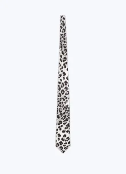 Fursac Silk Satin Tie Snow Panther Print Cheap