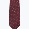 Fursac Silk Satin Tie With Flowers Pattern Burgundy - Flower Pattern Fashion
