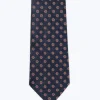 Fursac Silk Satin Tie With Pattern Navy Blue - Fancy Jacquard Micro-Design Clearance