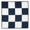 Fursac Silk Scarf With Checkerboard Print White And Navy Blue Best Sale
