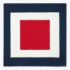 Fursac Silk Scarf With Geometrical Print White, Red And Navy Blue Flash Sale