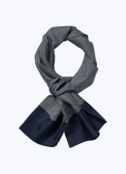 Fursac Silk Scarf With Print Navy Blue Online