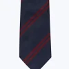 Fursac Silk Tie With Stripes Navy Blue - Burgundy Stripes Sale