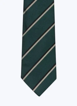 Fursac Silk Tie With Stripes Green - Blue And Grey Stripes Discount