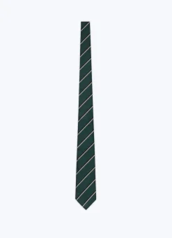 Fursac Silk Tie With Stripes Green - Blue And Grey Stripes Discount