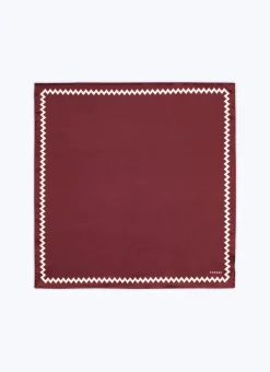 Fursac Silk Twill Pocket Square Burgundy - White Frieze Flash Sale