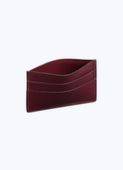 Fursac Smooth Leather Card Holder Burgundy Shop