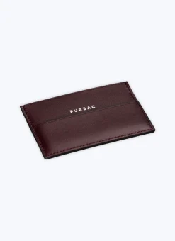 Fursac Smooth Leather Card Holder Burgundy Shop