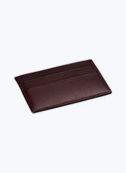 Fursac Smooth Leather Card Holder Burgundy Shop