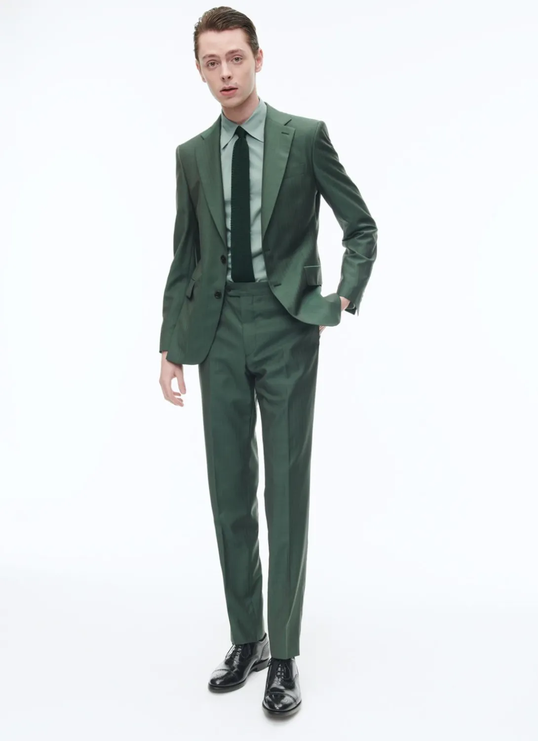 Fursac Solaro Virgin Wool Fitted Suit British Racing Green New