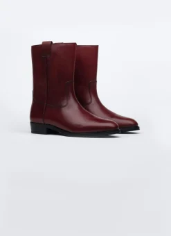 Fursac Split Leather Camargue Style Boots Burgundy Outlet