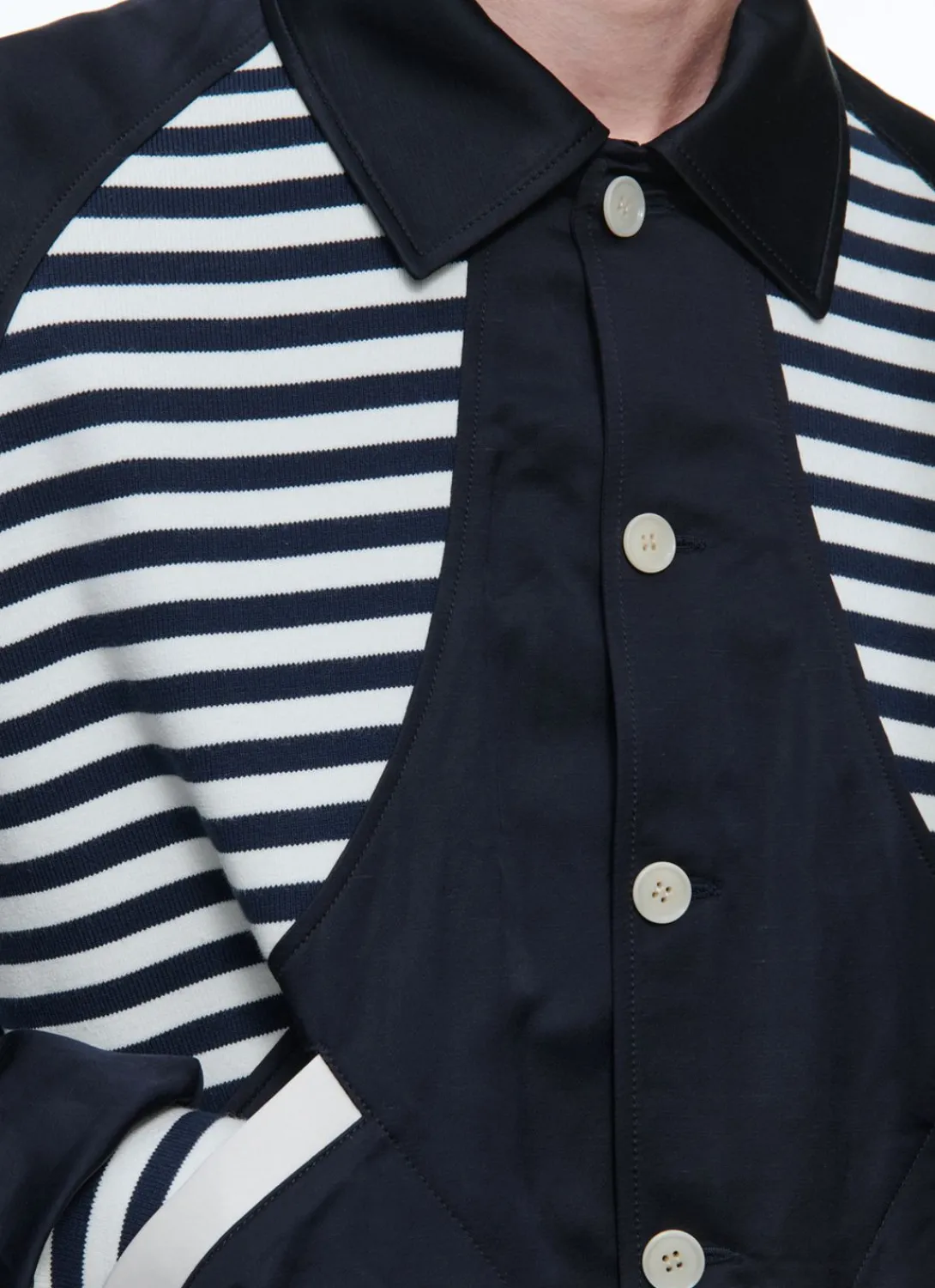 Fursac Striped Canvas "Atlantique" Jacket Navy Blue - Striped Yokes New
