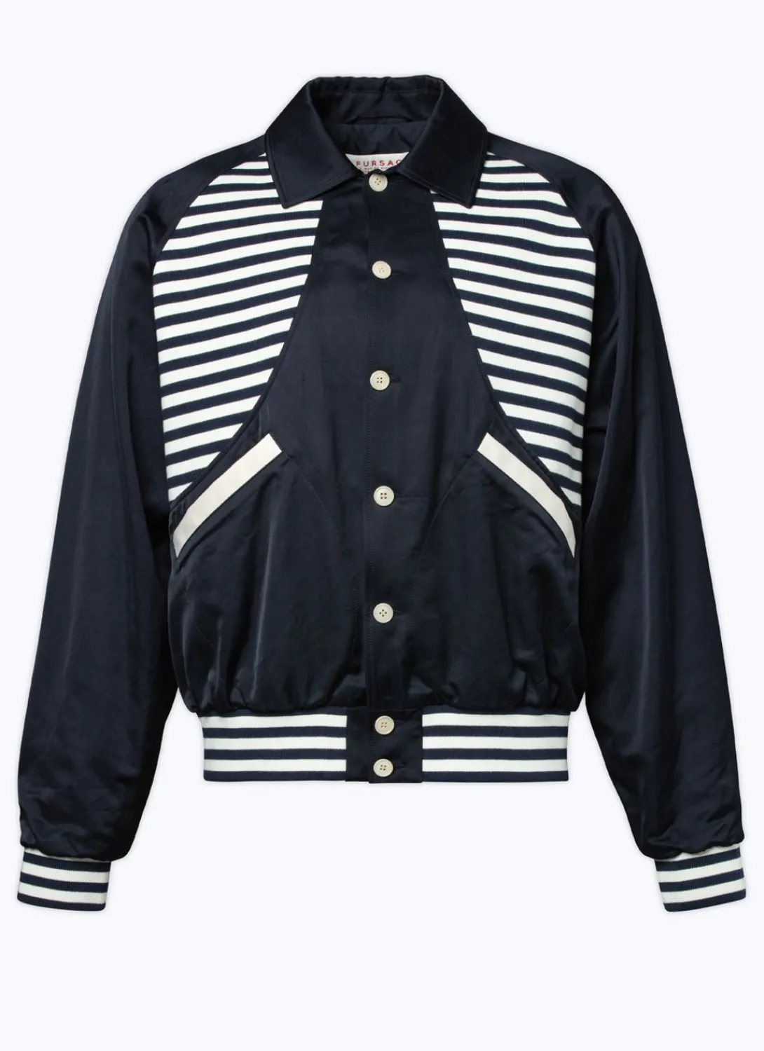 Fursac Striped Canvas "Atlantique" Jacket Navy Blue - Striped Yokes New