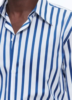 Fursac Striped Shirt With Swallow Collar White - Blue Stripes Flash Sale