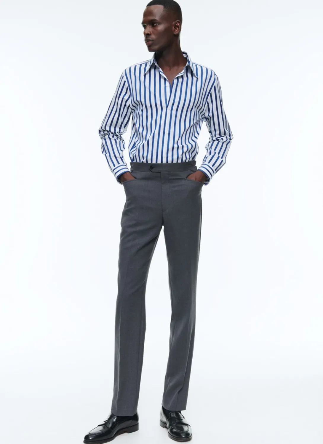 Fursac Striped Shirt With Swallow Collar White - Blue Stripes Flash Sale