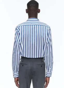 Fursac Striped Shirt With Swallow Collar White - Blue Stripes Flash Sale