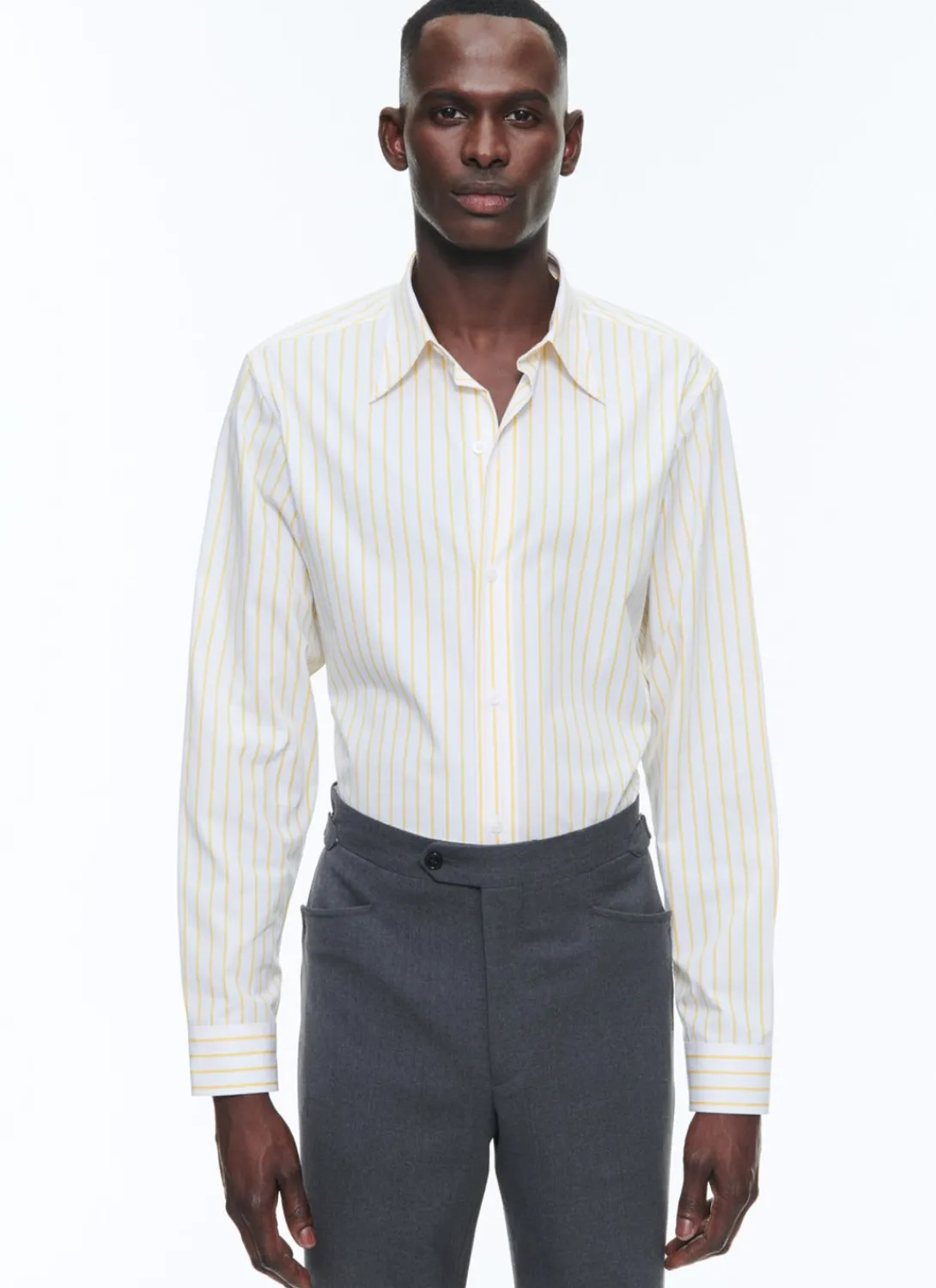 Fursac Striped Shirt With Swallow Collar White - Yellow Stripes Sale