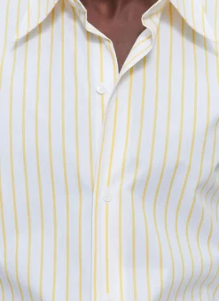 Fursac Striped Shirt With Swallow Collar White - Yellow Stripes Sale