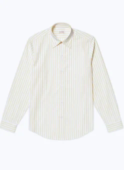 Fursac Striped Shirt With Swallow Collar White - Yellow Stripes Sale