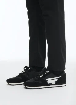 Fursac Suede Leather And Nylon Sneakers Black And White Discount