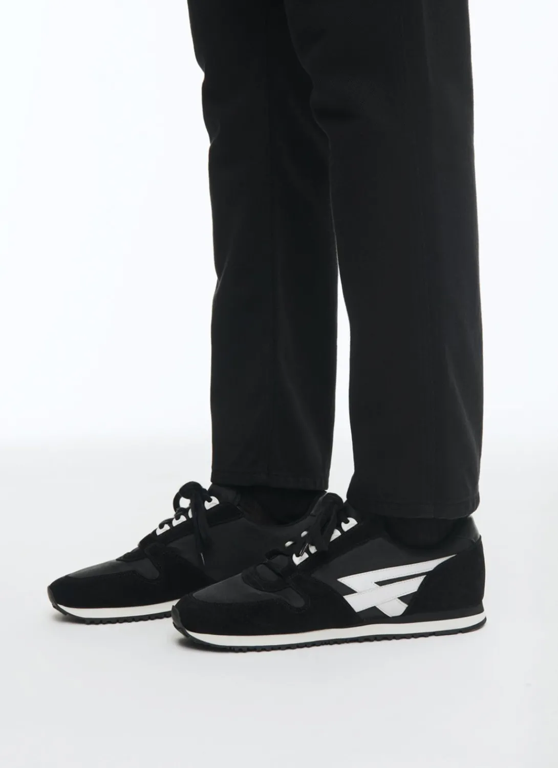 Fursac Suede Leather And Nylon Sneakers Black And White Discount
