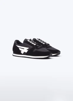 Fursac Suede Leather And Nylon Sneakers Black And White Discount