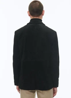 Fursac Suede Leather Blazer Jacket Black Online