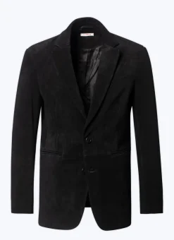 Fursac Suede Leather Blazer Jacket Black Online