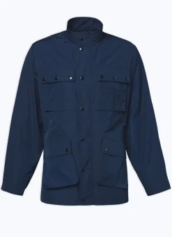 Fursac Technical Canvas Multipockets Parka Navy Blue Store
