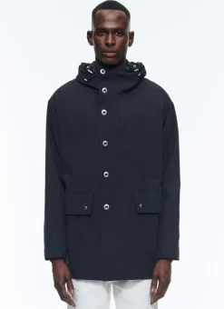 Fursac Technical Canvas Nautical Parka Navy Blue Hot