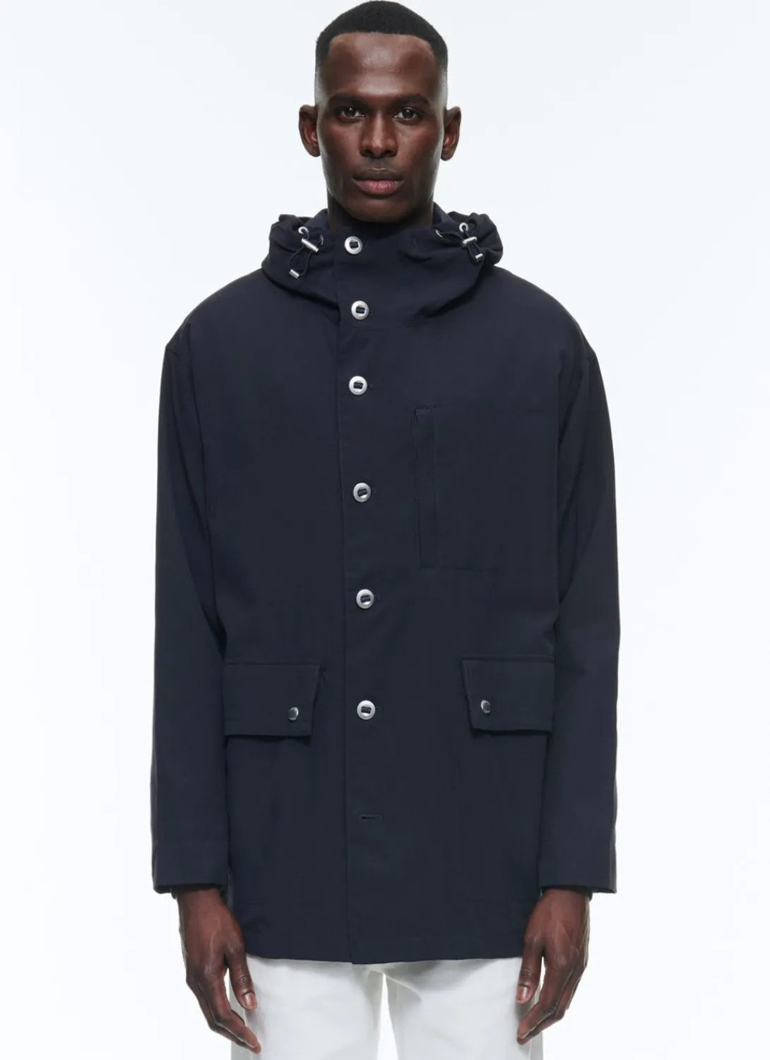 Fursac Technical Canvas Nautical Parka Navy Blue Hot
