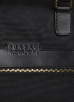 Fursac Technical Fabric And Leather Travel Bag Black New