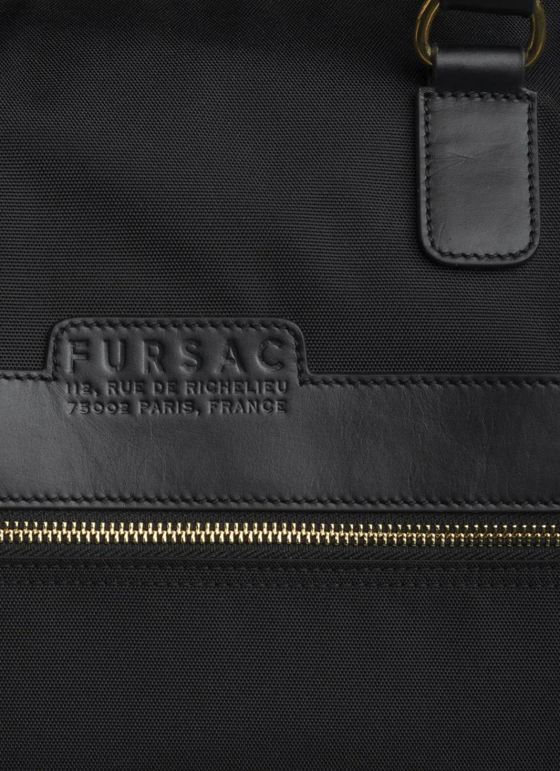Fursac Technical Fabric And Leather Travel Bag Black New