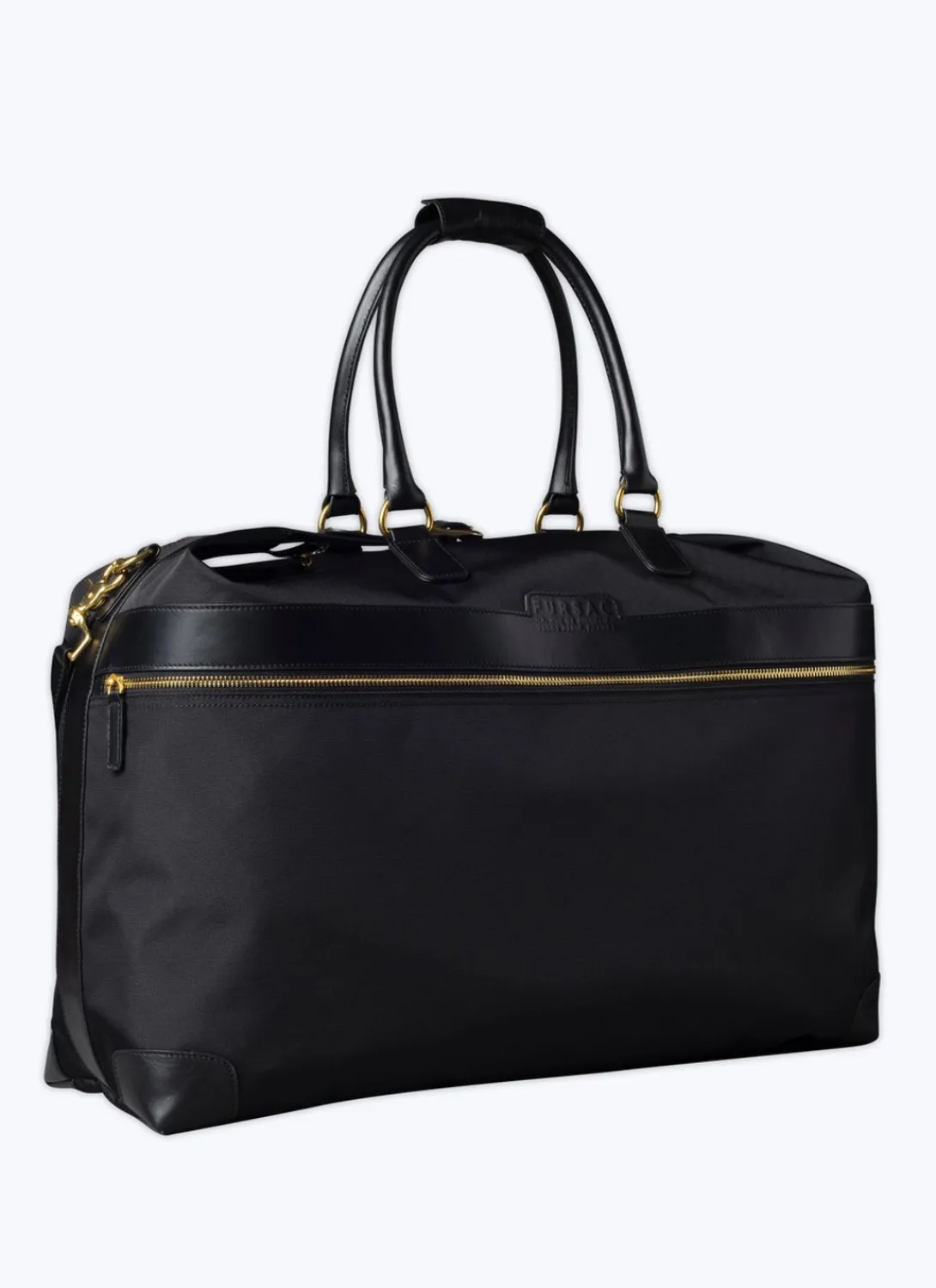 Fursac Technical Fabric And Leather Travel Bag Black New