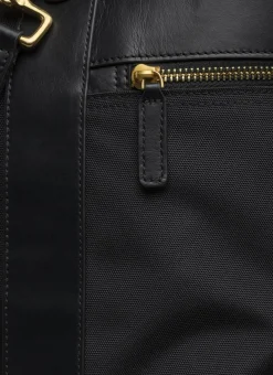 Fursac Technical Fabric And Leather Travel Bag Black New