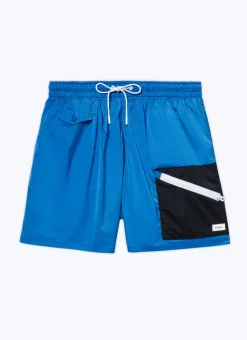 Fursac Technical Fabric Swim Shorts Blue New