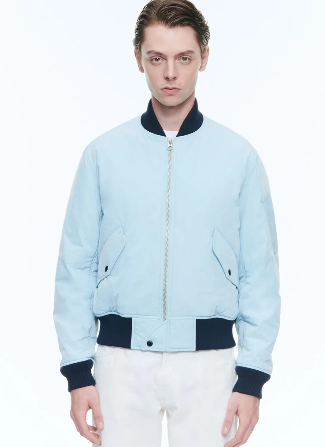 Fursac Technical Serge Jacket Sky Blue - Navy Blue Hems New