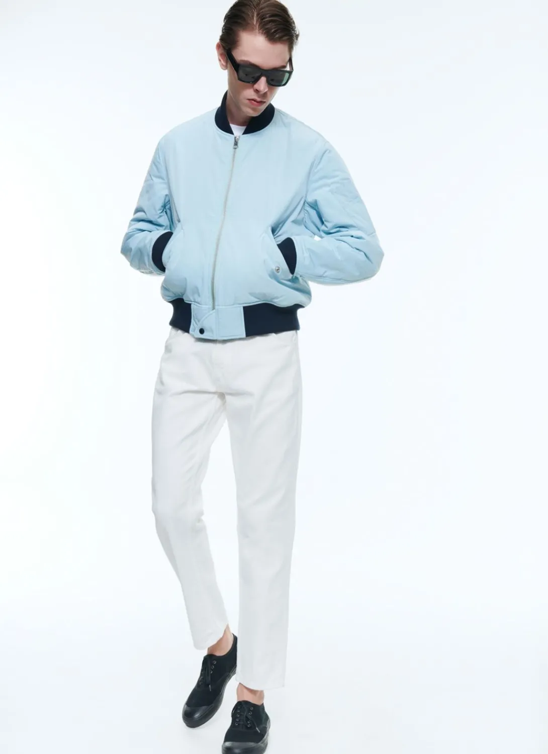 Fursac Technical Serge Jacket Sky Blue - Navy Blue Hems New