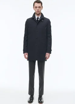 Fursac Technical Serge Water-Repellent Coat Navy Blue Cheap