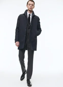 Fursac Technical Serge Water-Repellent Coat Navy Blue Cheap