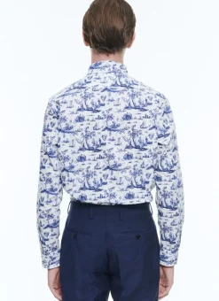 Fursac Toile De Jouy Printed Cotton Shirt Blue Toile De Jouy Print Discount